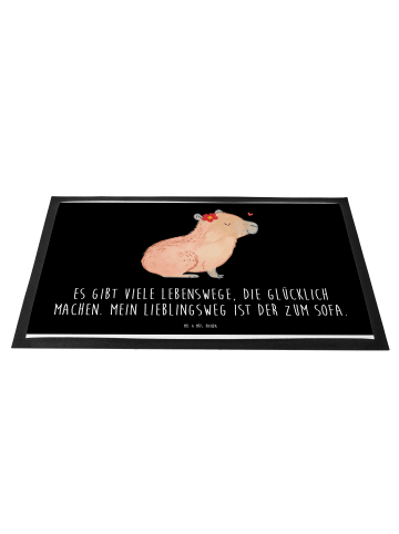 Mr. & Mrs. Panda Schmutzmatte Capybara Blume mit Spruch in Schwarz