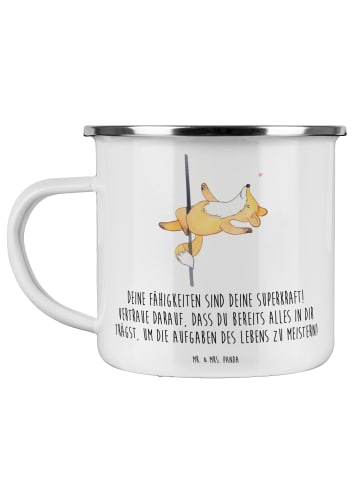 Mr. & Mrs. Panda Emaille Tasse Vertrauen in Fähigkeiten mit Spruch in Weiß