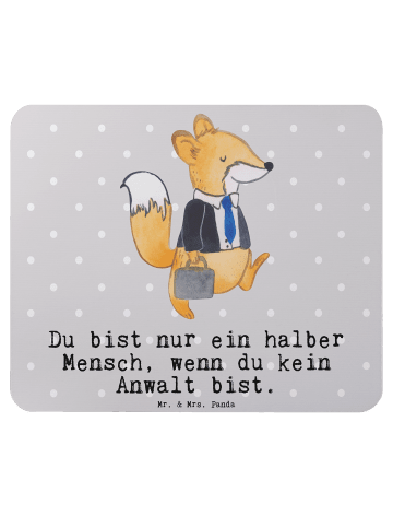 Mr. & Mrs. Panda Mauspad Anwalt Herz mit Spruch in Grau Pastell