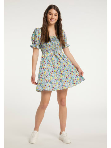 myMo Damen Sommerkleid in Hellblau Mehrfarbig