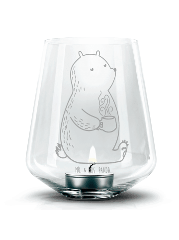 Mr. & Mrs. Panda Teelichthalter Bär Kaffee ohne Spruch in Transparent