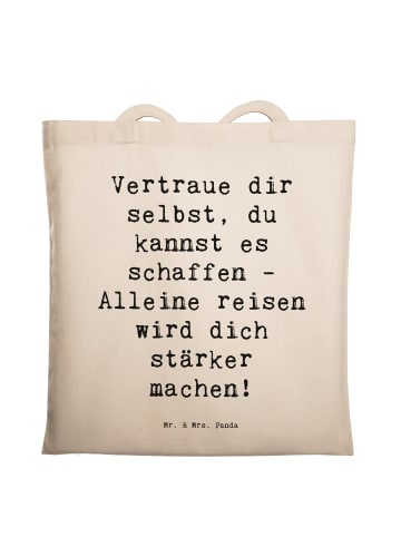 Mr. & Mrs. Panda Stofftasche Baumwolle Spruch Alleine Reisen unt... in Creme