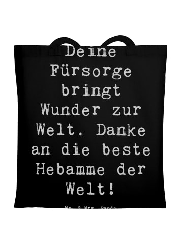 Mr. & Mrs. Panda Tote Bag Spruch Beste Hebamme mit Spruch in Schwarz