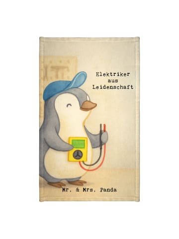 Mr. & Mrs. Panda Gästehandtuch Elektriker Leidenschaft Design mi... in Weiß