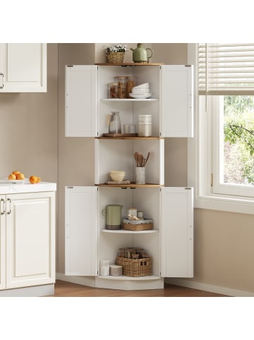 ABRIHOME Eckschrank in Weiß Holzoptik mit 5 Fächern 39,5x39,5x180 cm