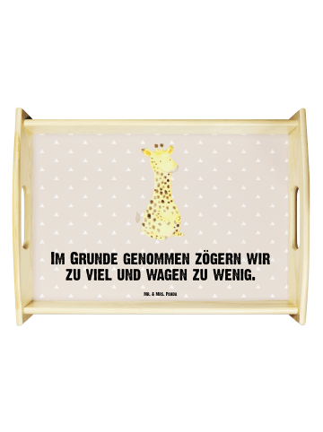 Mr. & Mrs. Panda Frühstückstablett Giraffe Zufrieden mit Spruch in Sandig