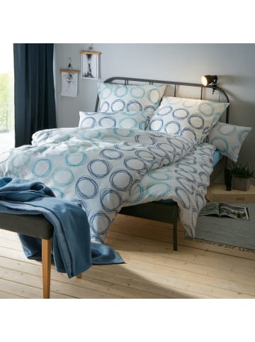 Dyckhoff Weichfrottier Bettwäsche in blau-weiß