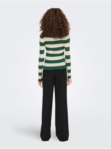 JACQUELINE de YONG Gestreifter Langarm Strickpullover Geripptes Basic JDYPLUM in Grasgrün