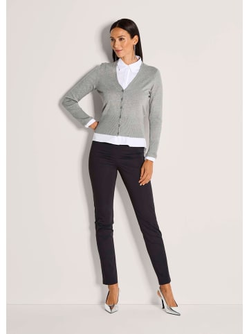 MADELEINE Eleganter Viskose-Cardigan mit Knopfleiste in steingrau / melange