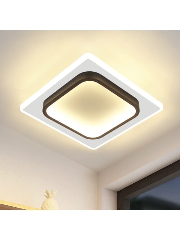 ZMH Deckenleuchte LED eckig in weiß und schwarz L 23.5cm 3000K warmweiß 14W