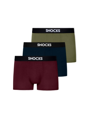 SNOCKS Boxershorts aus Modal Mix (Rot/Olive/Blau) 3 Stück