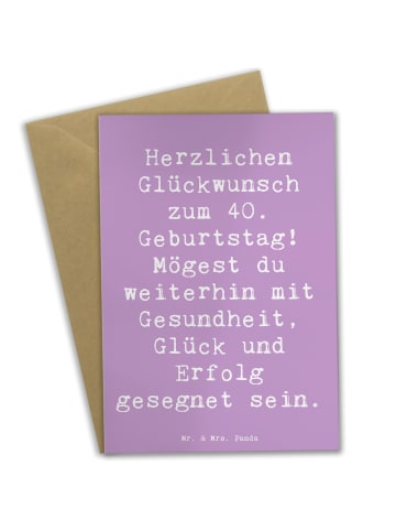 Mr. & Mrs. Panda Grußkarte Spruch 40. Geburtstag mit Spruch in Lavendeltraum