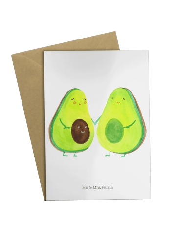 Mr. & Mrs. Panda Grußkarte Avocado Pärchen ohne Spruch in Weiß