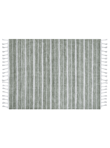 Beliani Geflochtener Teppich BADEMLI in Grün/Weiß - (W) 140 x (H) 1 x (L) 200 cm