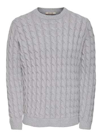 ONLY & SONS Strickpullover in Light Grey Melange