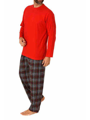 NORMANN Schlafanzug Pyjama langarm Flanell Hose Oberteil - 70829 in rot