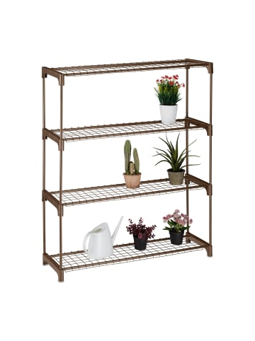 relaxdays Blumenregal in Braun - (B)91 x (H)106 x (T)28 cm