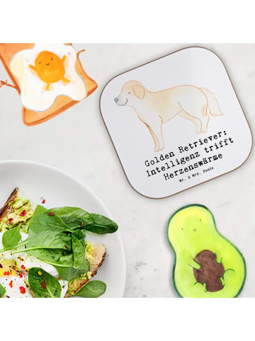 Mr. & Mrs. Panda Getränkeuntersetzer Golden Retriever Liebe mit ... in Weiß