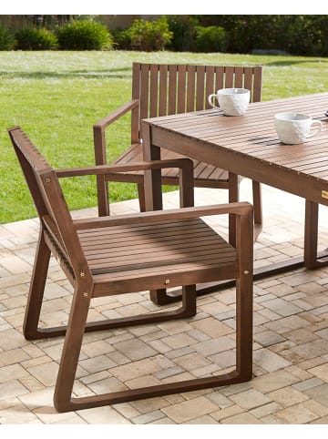 Beliani Gartenstuhl SASSARI in Dunkler Holzfarbton - (W) 54 x (H) 80 x (L) 59 cm