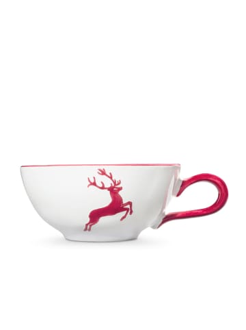 Gmundner Keramik Bordeauxrot Hirsch Teetasse Cup in Weiß