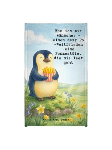 Mr. & Mrs. Panda Handtuch Pinguin Frühling Pommes Design mit Spruch in Weiß