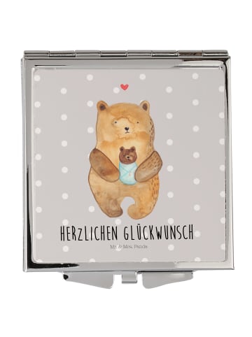 Mr. & Mrs. Panda Beautyspiegel Bär Baby mit Spruch in Grau Pastell