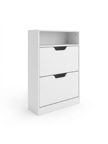 relaxdays Schuhschrank in Weiß - (B)60 x (H)102 x (T)24 cm