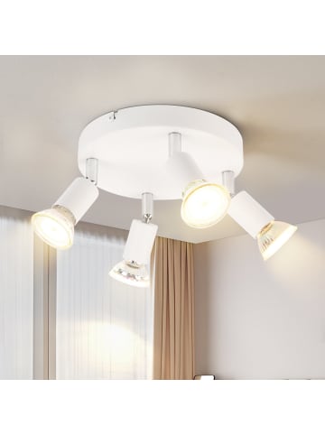 ZMH Deckenleuchte in Weiß 4-flammige GU10 Rund Metall Deckenspots