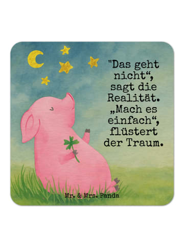 Mr. & Mrs. Panda Tassenuntersetzer Schwein Glück Design mit Spruch in Weiß