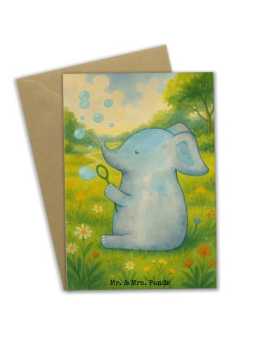 Mr. & Mrs. Panda Klappkarte Elefant Seifenblasen Design ohne Spruch in Weiß