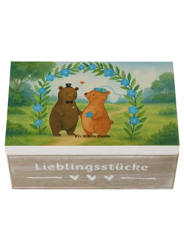 Mr. & Mrs. Panda Holzkiste Bären Hochzeit Design ohne Spruch in Weiß