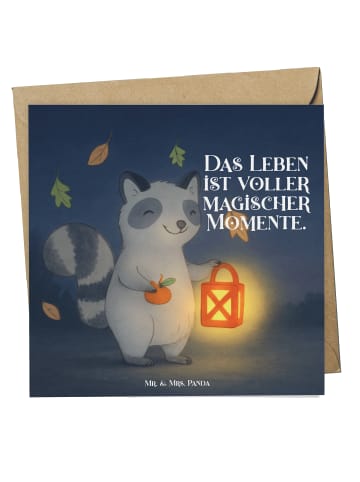 Mr. & Mrs. Panda Deluxe Karte Waschbär Laterne Design mit Spruch in Weiß