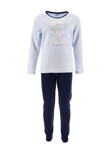 Disney Frozen 2tlg. Outfit: Schlafanzug Elsa Polar Fleece Langarmshirt mit Hose in Blau