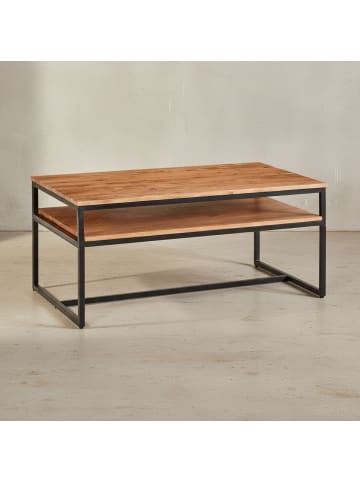 KADIMA DESIGN Couchtisch 100x60x45 cm Massivholz Metall Sofatisch Wohnzimmertisch