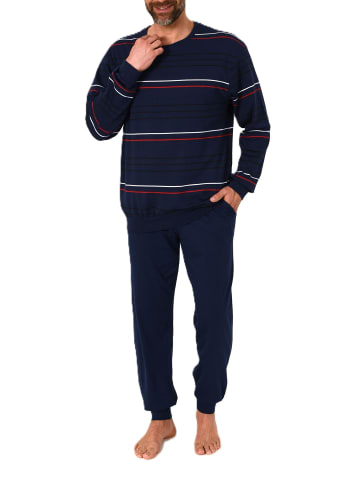 NORMANN Schlafanzug lang Pyjama Bündchen Kuschel interlock - 86890 in marine