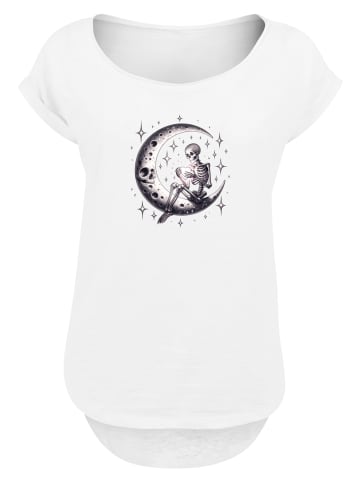 F4NT4STIC Long Cut T-Shirt Gothic Valentinstag Skelett Mond in weiß