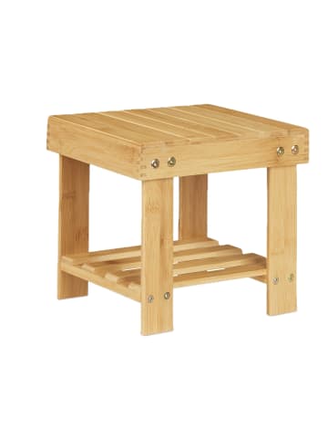 relaxdays Fußbank in Natur - (B)25 x (H)24,5 x (T)27 cm