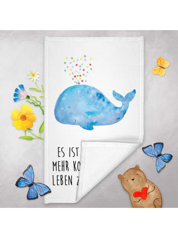 Mr. & Mrs. Panda Handtuch Wal Konfetti mit Spruch in Weiß