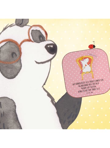 Mr. & Mrs. Panda Bierdeckel Einhorn König mit Spruch in Rot Pastell