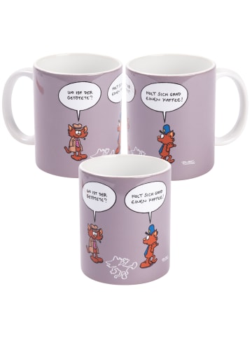 United Labels Ralph Ruthe Tasse Katzen - Wo ist der getötete? Kaffeetasse 320 ml in grau