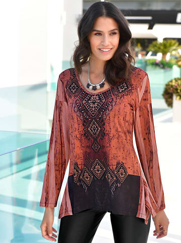 WITT WEIDEN Shirt in schwarz-rost-gemustert