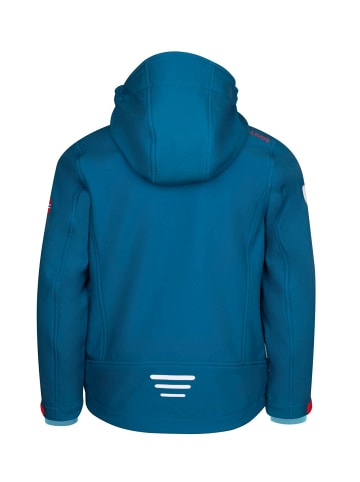 Trollkids Softshelljacke "Trollfjord" in Petrolblau/Rot