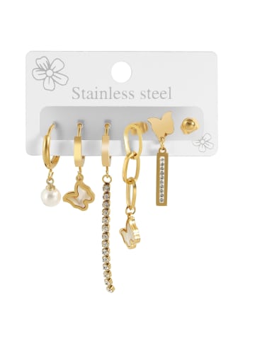 Adeliás Damen Anhänger – Anhänger aus Edelstahl mit Perlmutt in gold