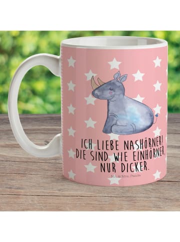 Mr. & Mrs. Panda Plastikbecher Einhorn Nashorn mit Spruch in Rot Pastell