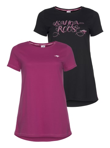 Kangaroos Longshirt in fuchsia, schwarz