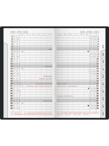 BRUNNEN Taschenkalender 751 8,7x15,3cm 1 Monat/2 Seiten Kunststoffeinband ...