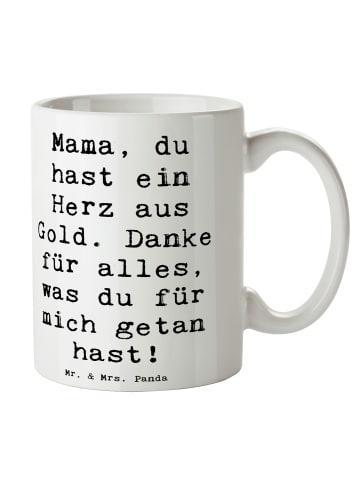 Mr. & Mrs. Panda Tasse Spruch Mama Herz Gold mit Spruch in Weiß