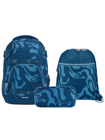 Coocazoo Schulrucksack-Set MATE Breaking Waves in blau 3-teilig