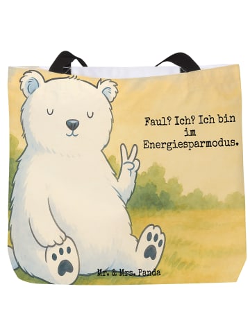 Mr. & Mrs. Panda Strandtasche Eisbär Faul Design mit Spruch in Weiß
