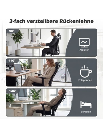 COSTWAY Ergonomischer Bürostuhl in Schwarz